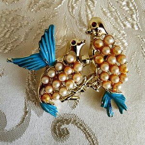 Vintage Lovebirds Brooch